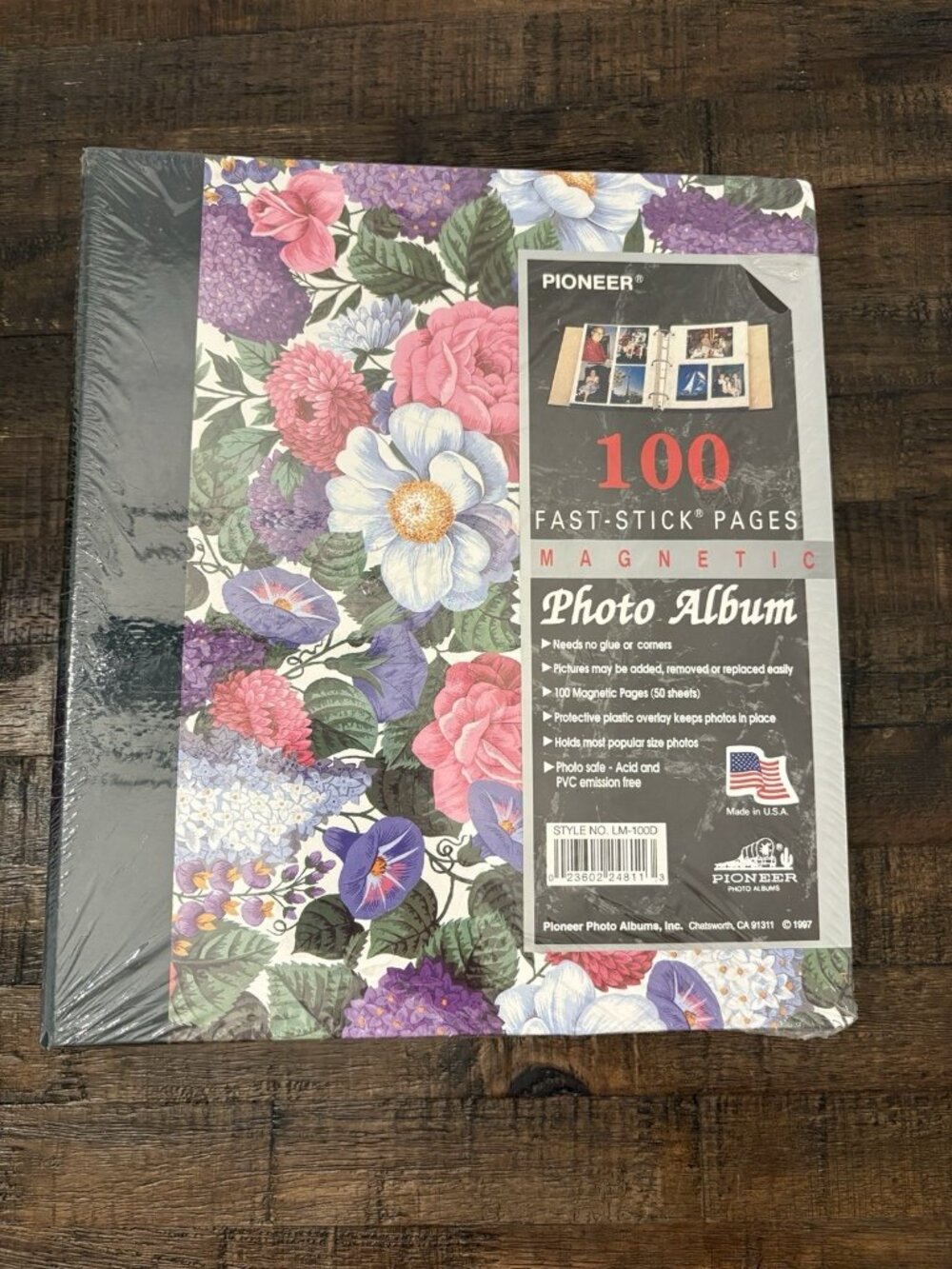 Vintage 1990’s Magnetic Self-Stick 3-Ring Photo Album 100 Pages Floral Sealed